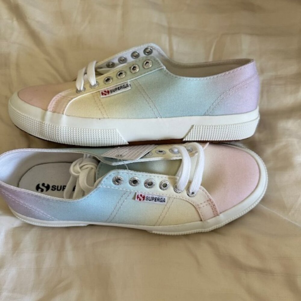 NWT SUPERGA  2750 CANVAS TENNIS SHOES SNEAKERS - SZ 8 1/2-Rainbow multi-color